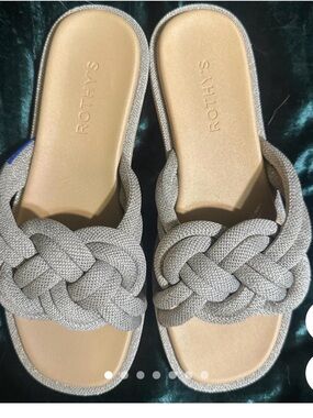 Rothy's Braided Slide Sandals in Light Silver